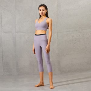 V Neck Rib Sports Bra
