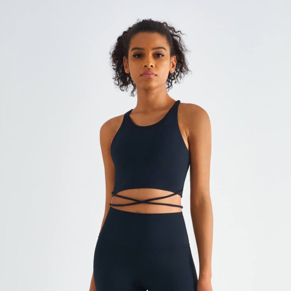 Cropped tie-detailed Cloud Tank with Built-in-Bra