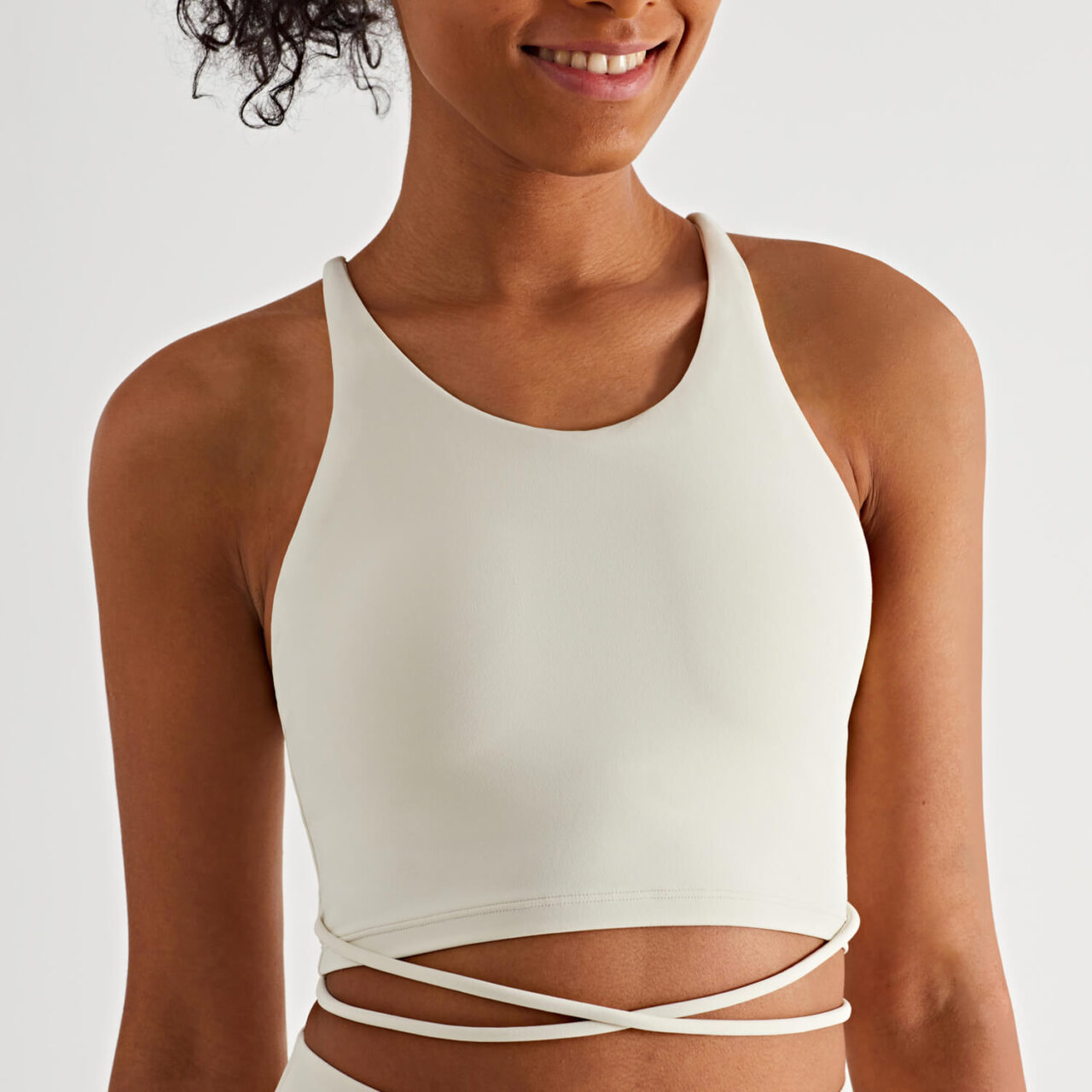 Cropped tie-detailed  Cloud Tank with Built-in-Bra