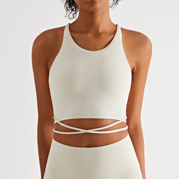 Cropped tie-detailed Cloud Tank with Built-in-Bra