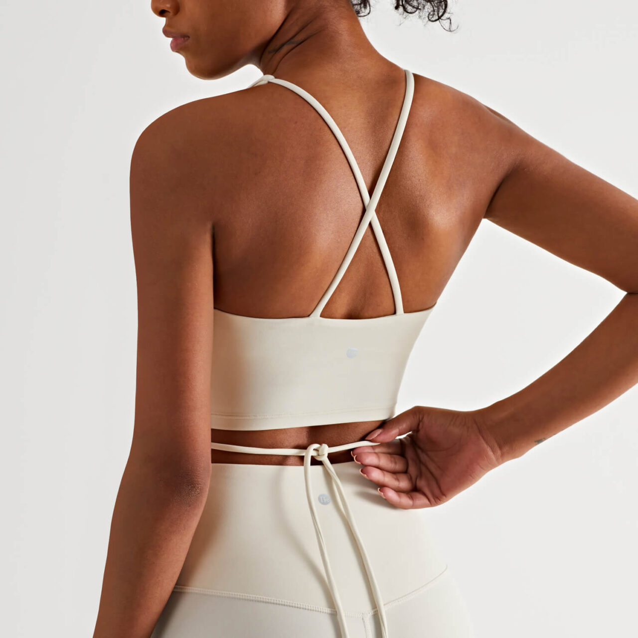 Cropped tie-detailed  Cloud Tank with Built-in-Bra