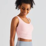 Cropped Side-drawstring Cloud Tank with Built-in-Bra