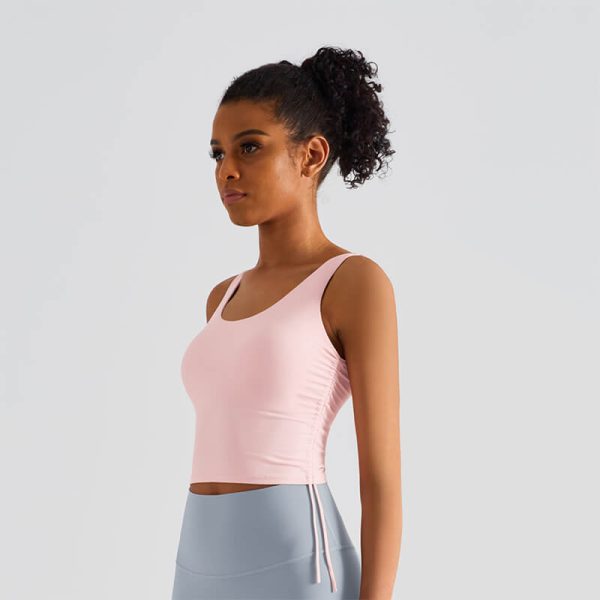 Cropped Side-drawstring Cloud Tank with Built-in-Bra