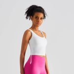 Cropped Side-drawstring Cloud Tank with Built-in-Bra