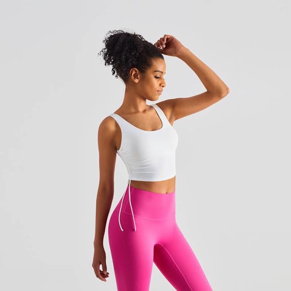 Cropped Side-drawstring Cloud Tank with Built-in-Bra