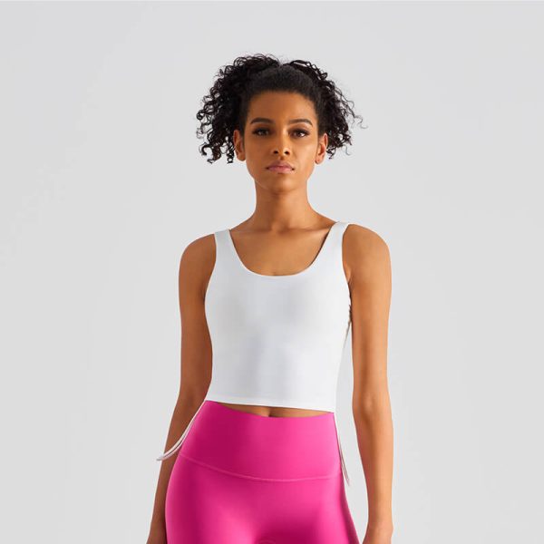 Cropped Side-drawstring Cloud Tank with Built-in-Bra