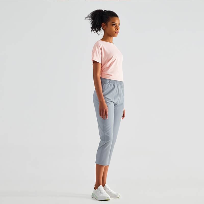 Quick-Dry Lightweight Cropped Joggers with UV-Protection - Light Grey