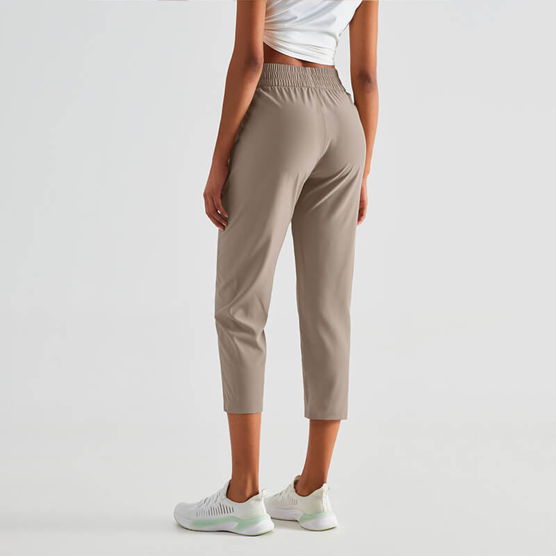 Quick-Dry Lightweight Cropped Joggers with UV-Protection - Khaki