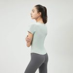 Side Pleated Short Sleeve V Neck Bra Top