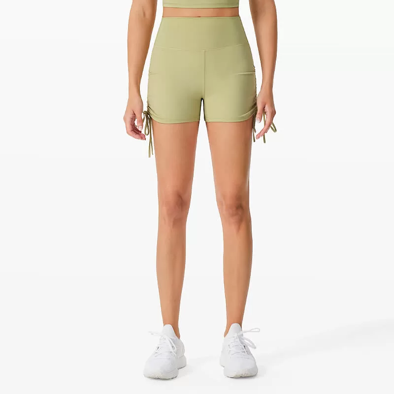 Antimicrobial side drawstring shorts - Lime