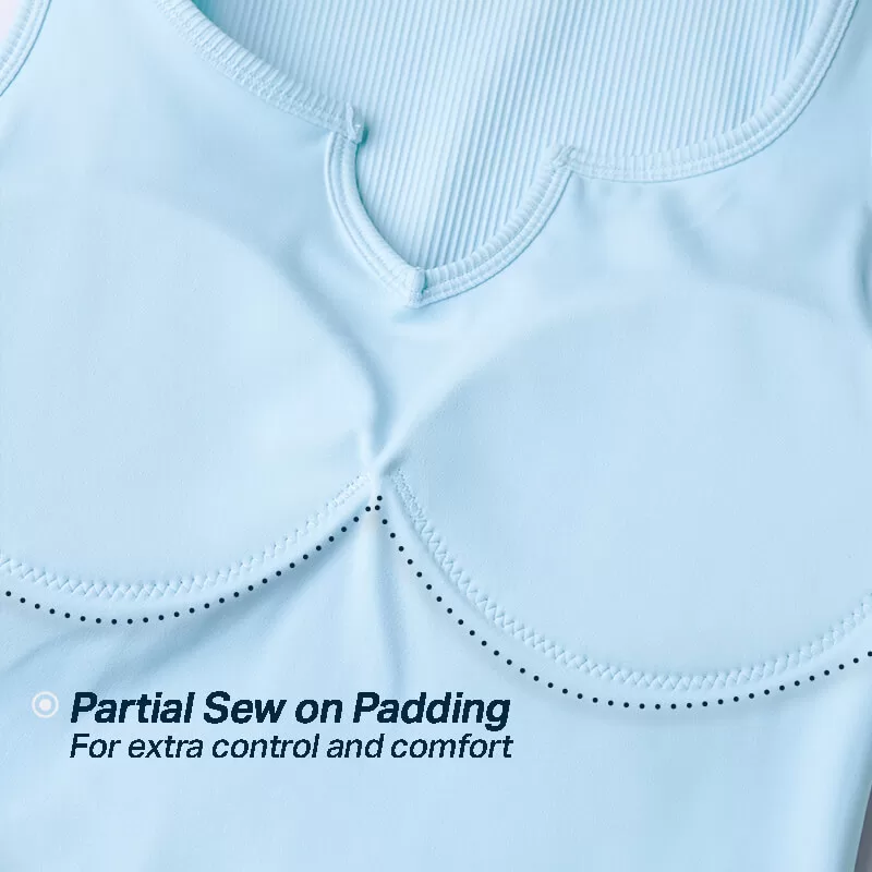 SoftFlex Ribbed Padded Tanks - Partial Sew Padding