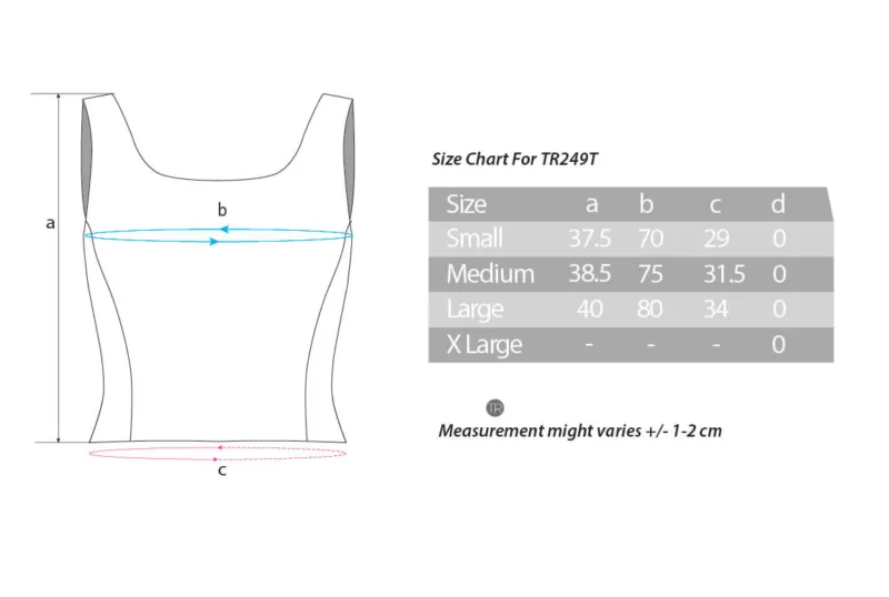 Cloud Workout Tank With Built-In 3D Support Bra - Size Chart