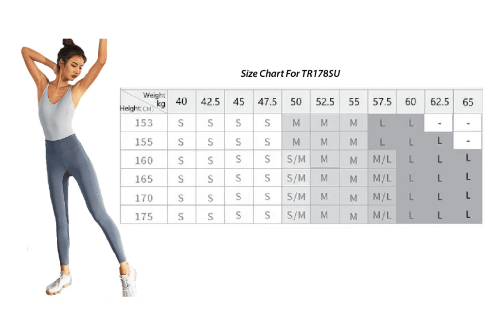 One-Piece Yoga Suit V2 - Size Chart
