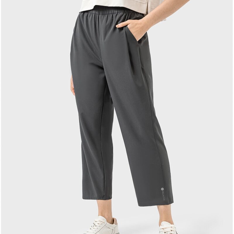 Quick-Dry Tech Cooling Lightweight Cropped Joggers - Dark Grey -Close Up