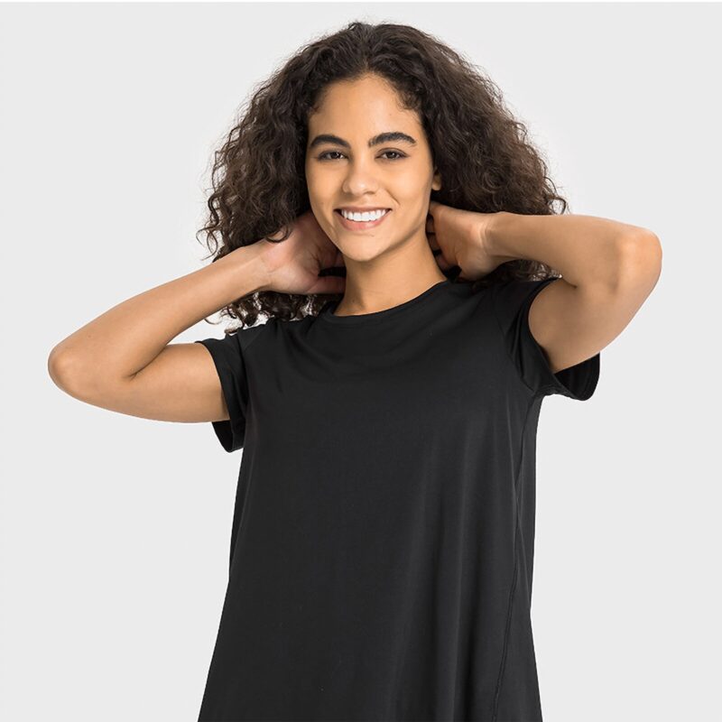 Airish Tie Back Short Sleeve Tees - Black