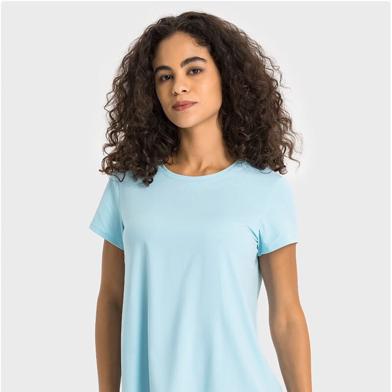 Airish Tie Back Short Sleeve Tees - Icy Blue