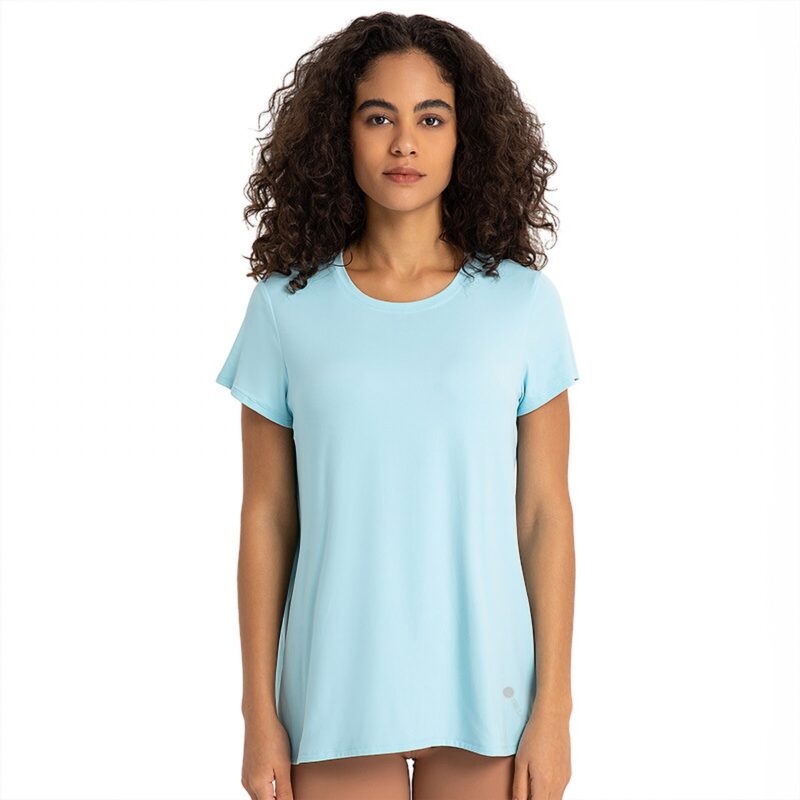 Airish Tie Back Short Sleeve Tees - Icy Blue