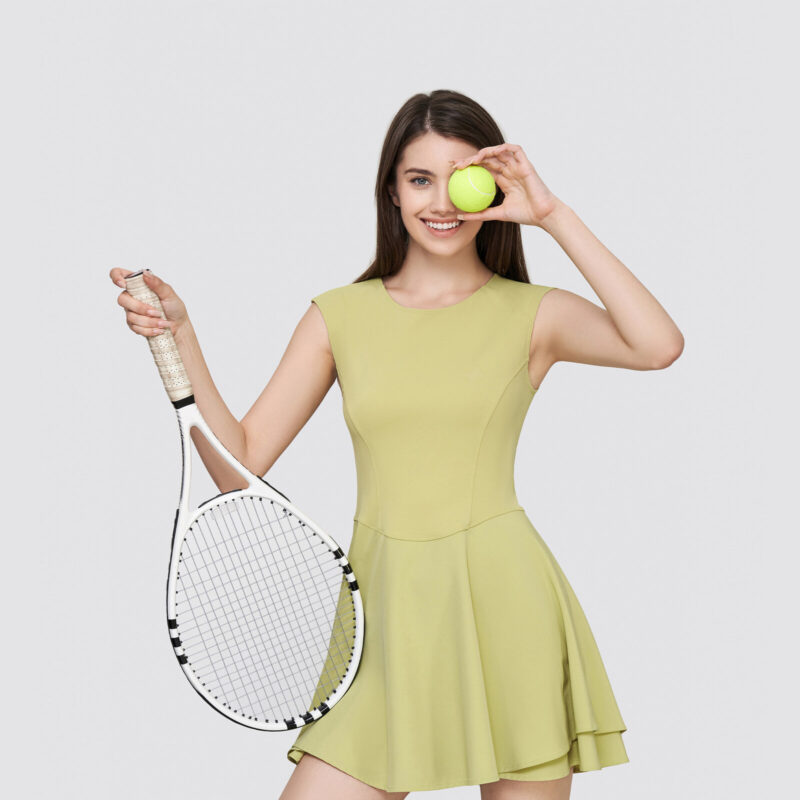 Layered Tennis Dress - Leek Green