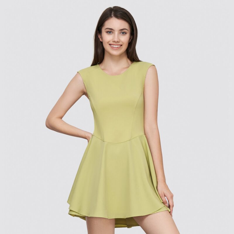 Layered Tennis Dress - Leek Green