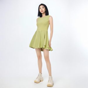 Layered Tennis Dress – Leek Green A1
