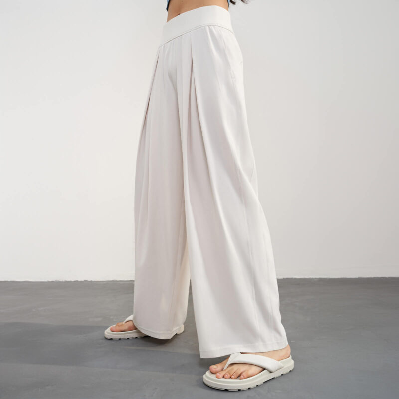 Quick-Dry Lightweight Wide Leg Pant With UV-Protection -Cream