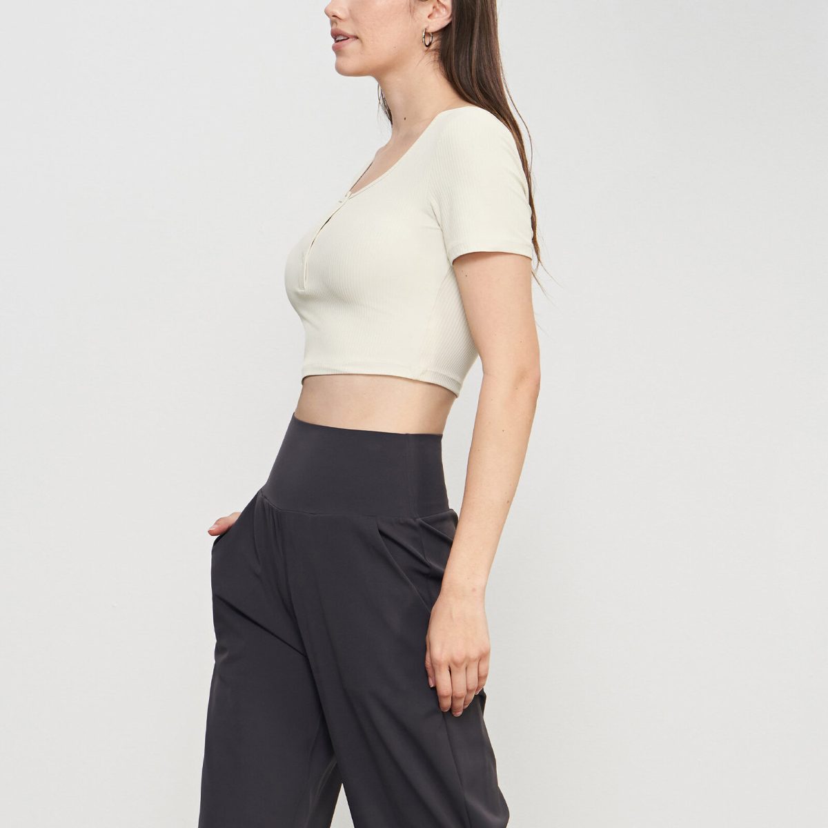 Softflex Ribbed Short Sleeve Cropped Tees