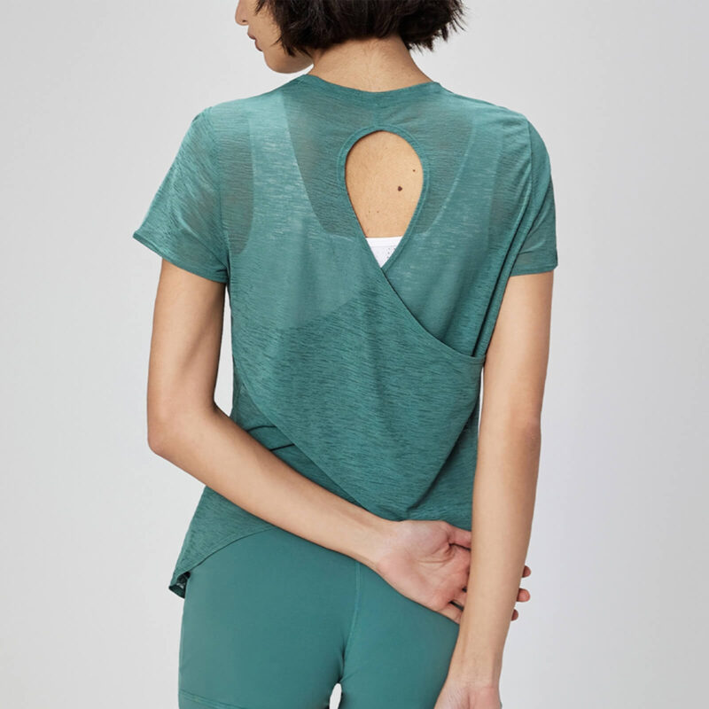 Breathable Crossback Tees - Green - Rear