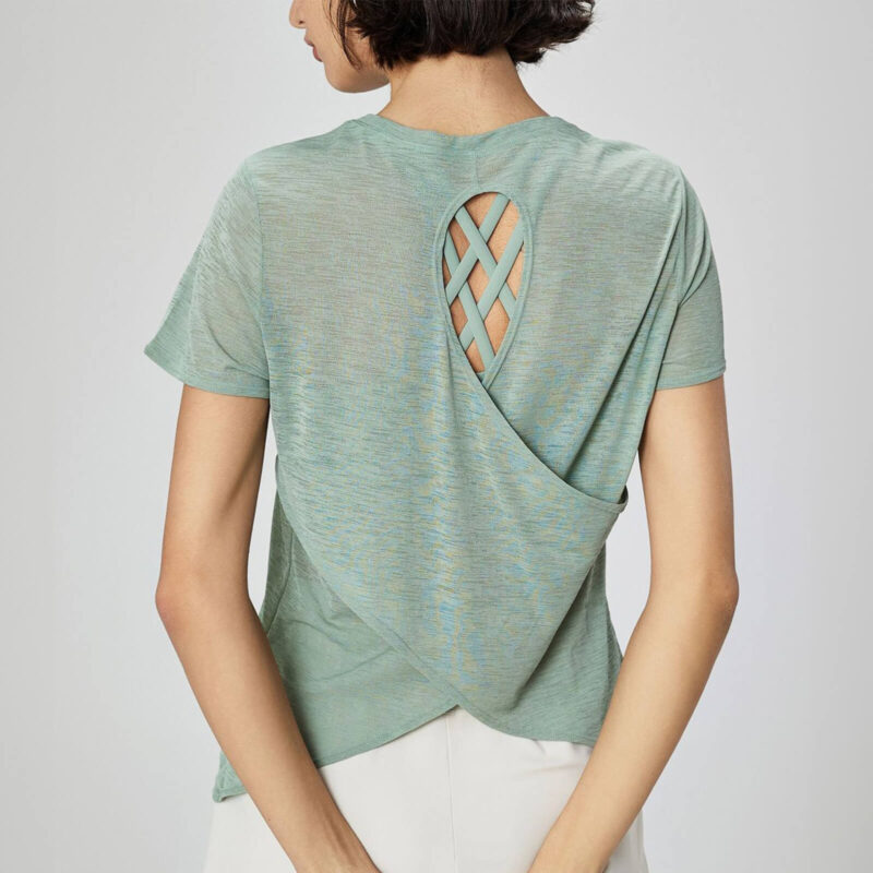 Breathable Crossback Tees - Grey Mint - Rear