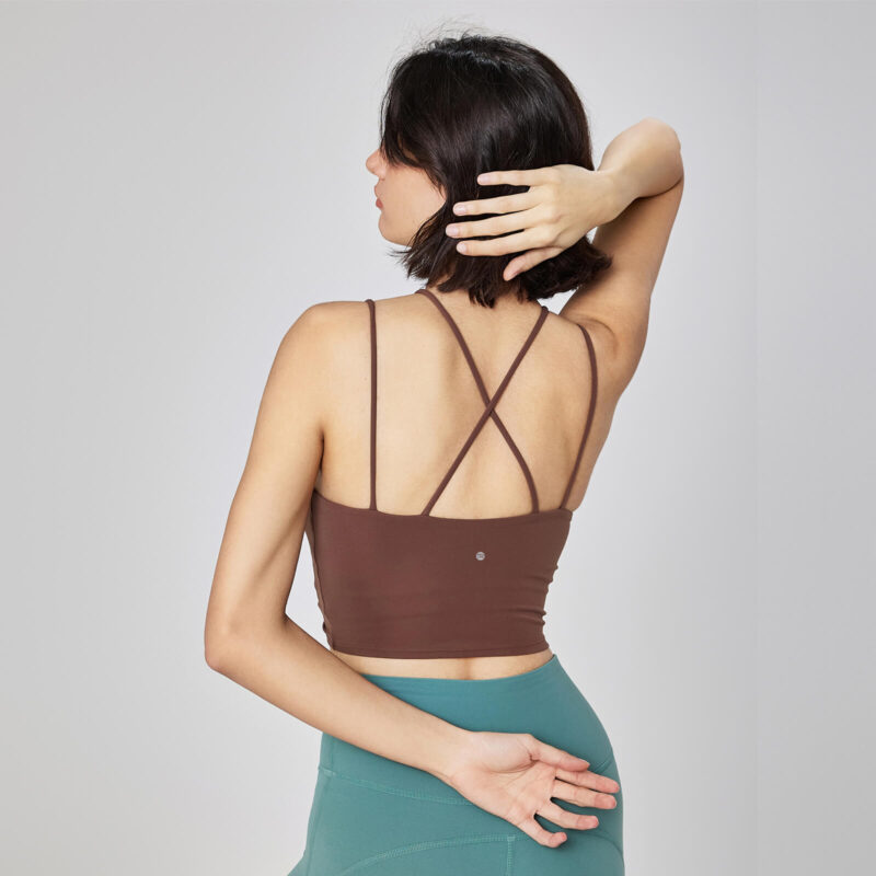 Strappy Ruched Bra Tops - Chestnut