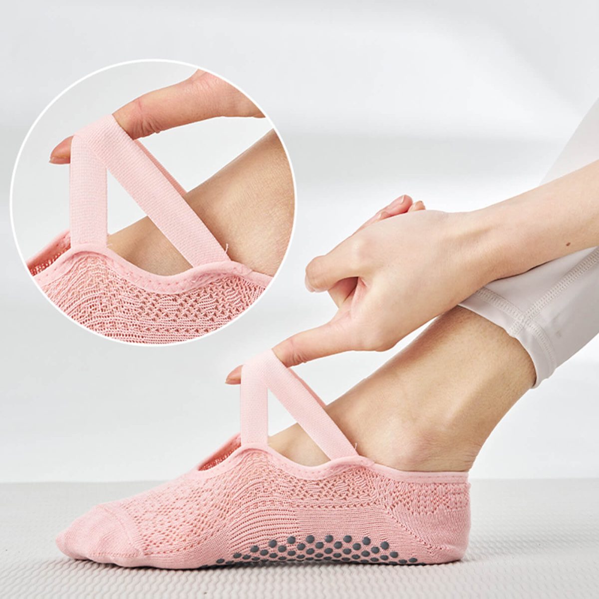 Strapped Mesh Pilates Socks