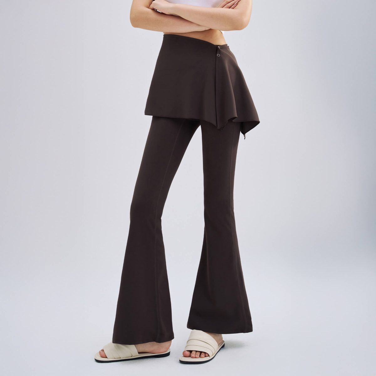 Flared Pant With Wrap Skirt Overlay