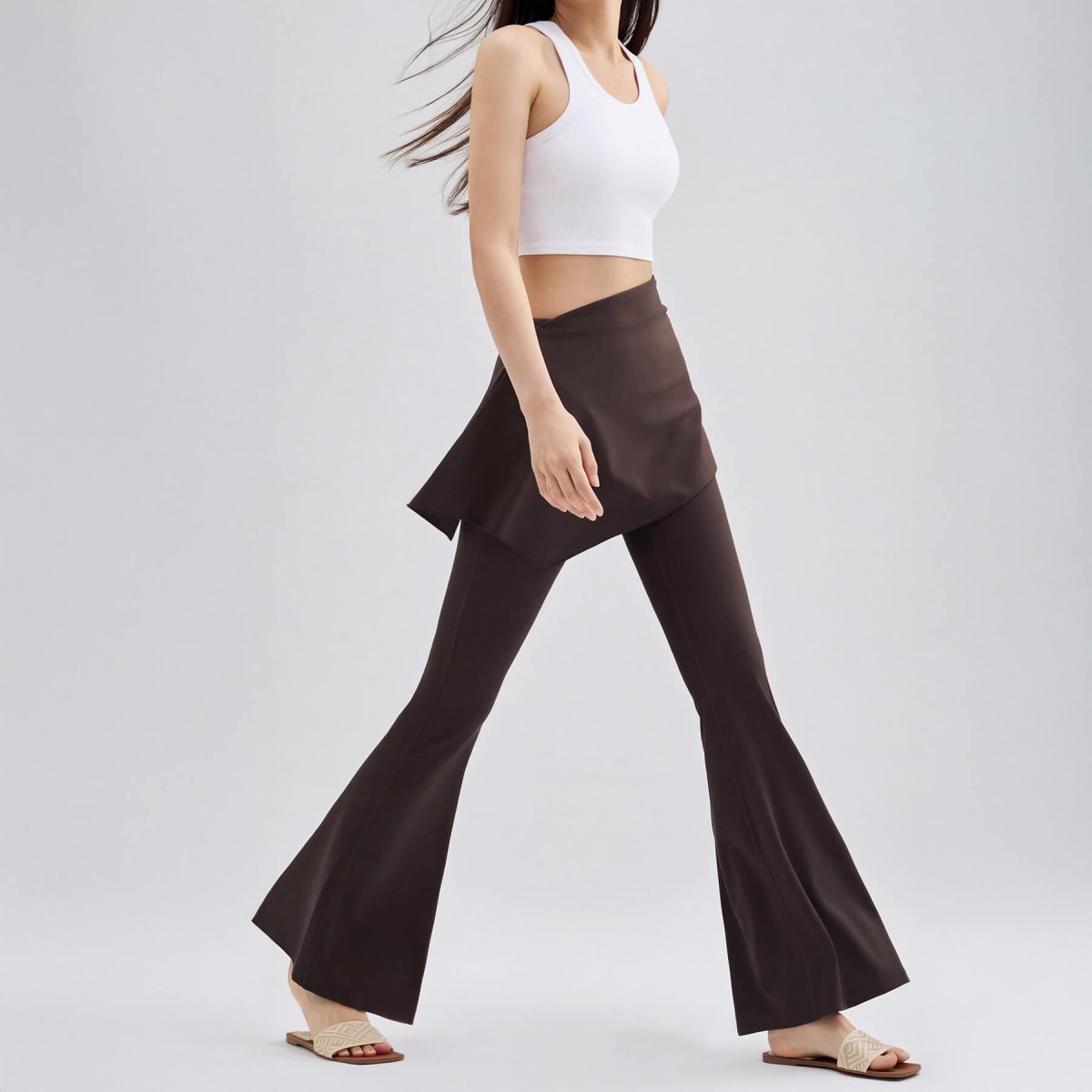 Flared Pant With Wrap Skirt Overlay