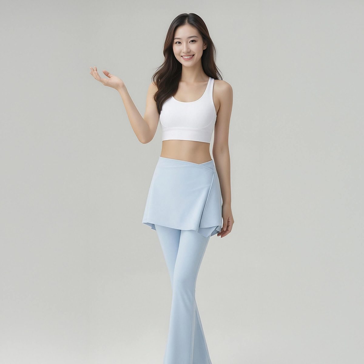 Flared Pant With Wrap Skirt Overlay