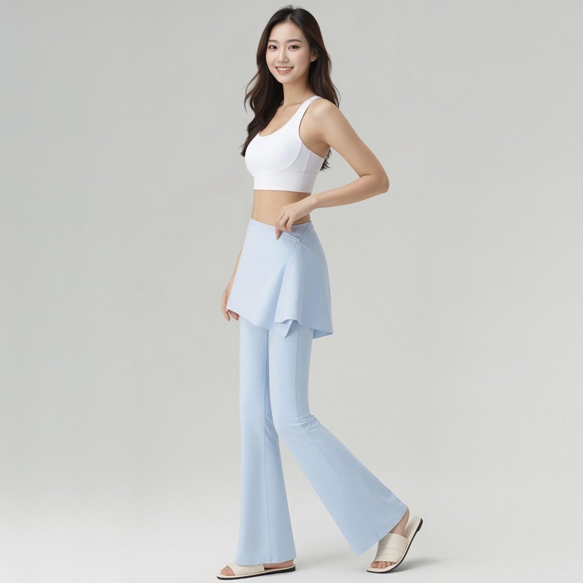 Flared Pant With Wrap Skirt Overlay