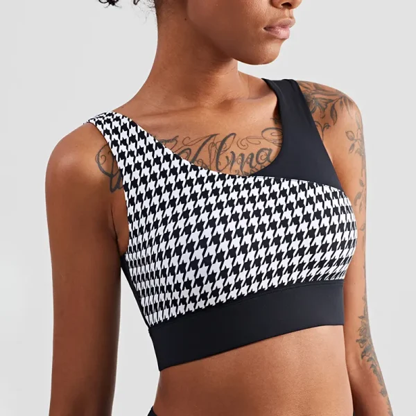 Houndstooth Sports Bra - Close Up