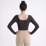 L/S RIB CROP TOP With Built in Bra