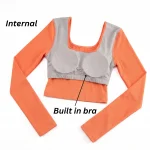 L/S RIB CROP TOP With Built in Bra