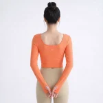 L/S RIB CROP TOP With Built in Bra