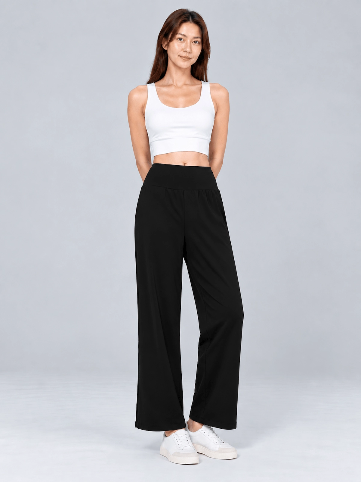 High-Waisted Wide-Leg Yoga Pants – Breathable Stretch Workout Trousers