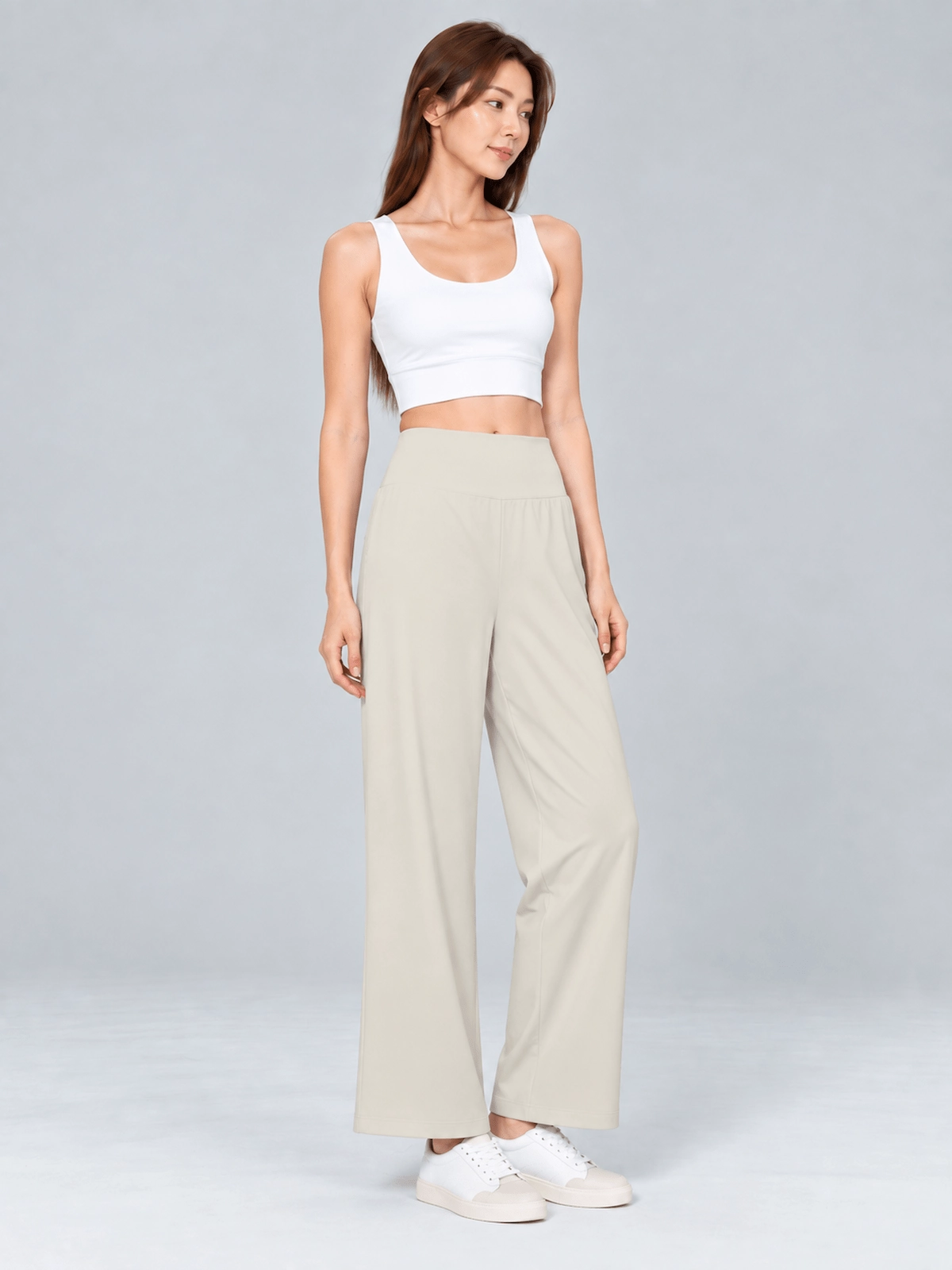 High-Waisted Wide-Leg Yoga Pants – Breathable Stretch Workout Trousers