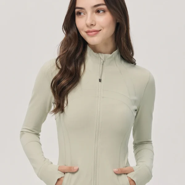 Stand-collar slim-fit yoga jacket, butter-soft stretch long sleeve pilates top - view 01