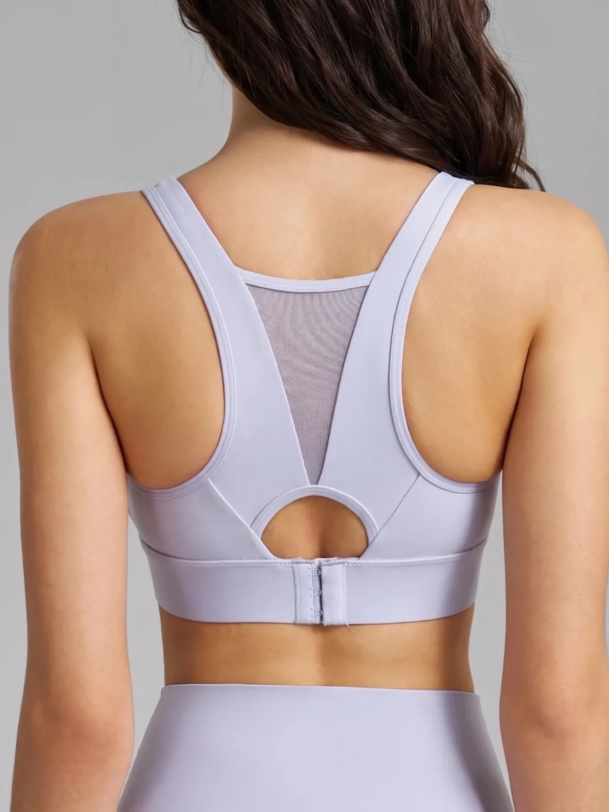 High-Support Mesh Panel Sports Bra – Wireless Padded Workout Bra