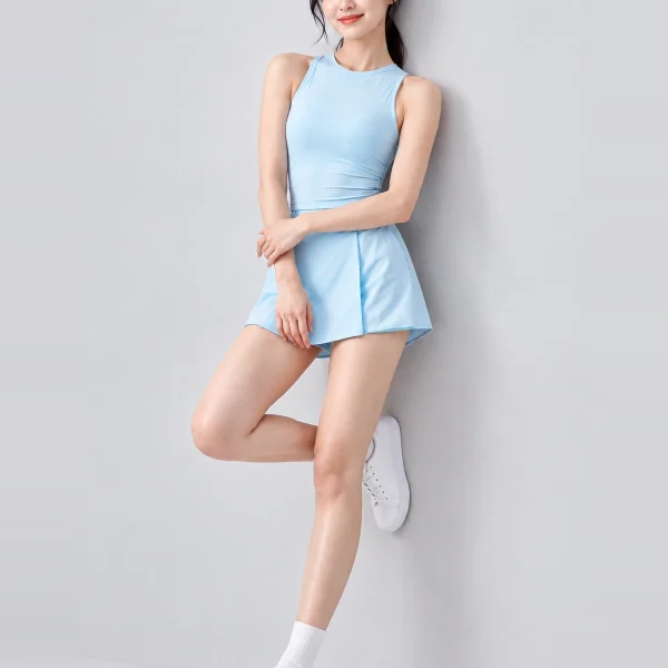2-in-1 Tennis Skort - Built-In Shorts - Summer Blue - Pose