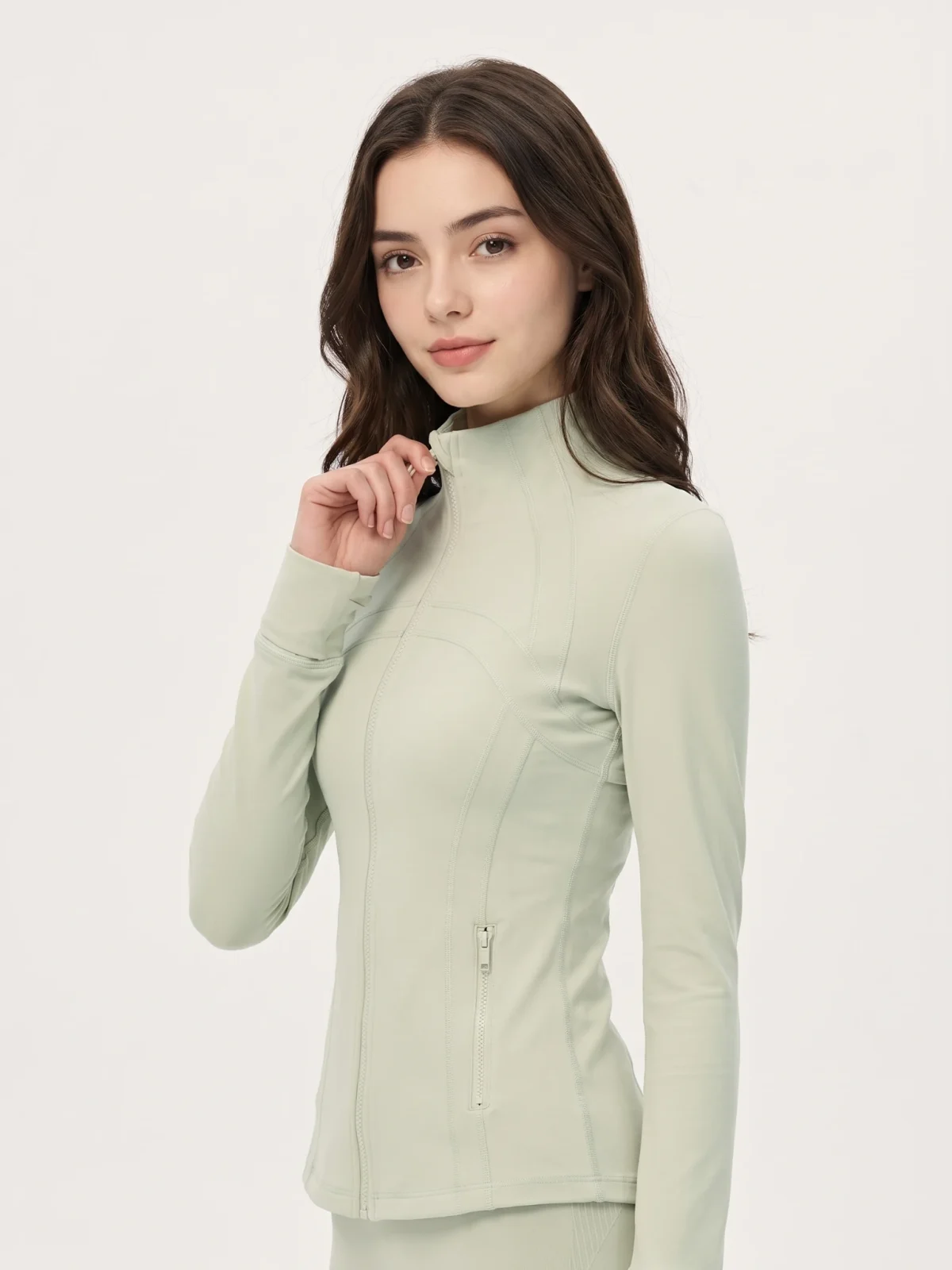 Stand-Collar Slim-Fit Yoga Jacket – Butter-Soft Stretch Long Sleeve Pilates Top