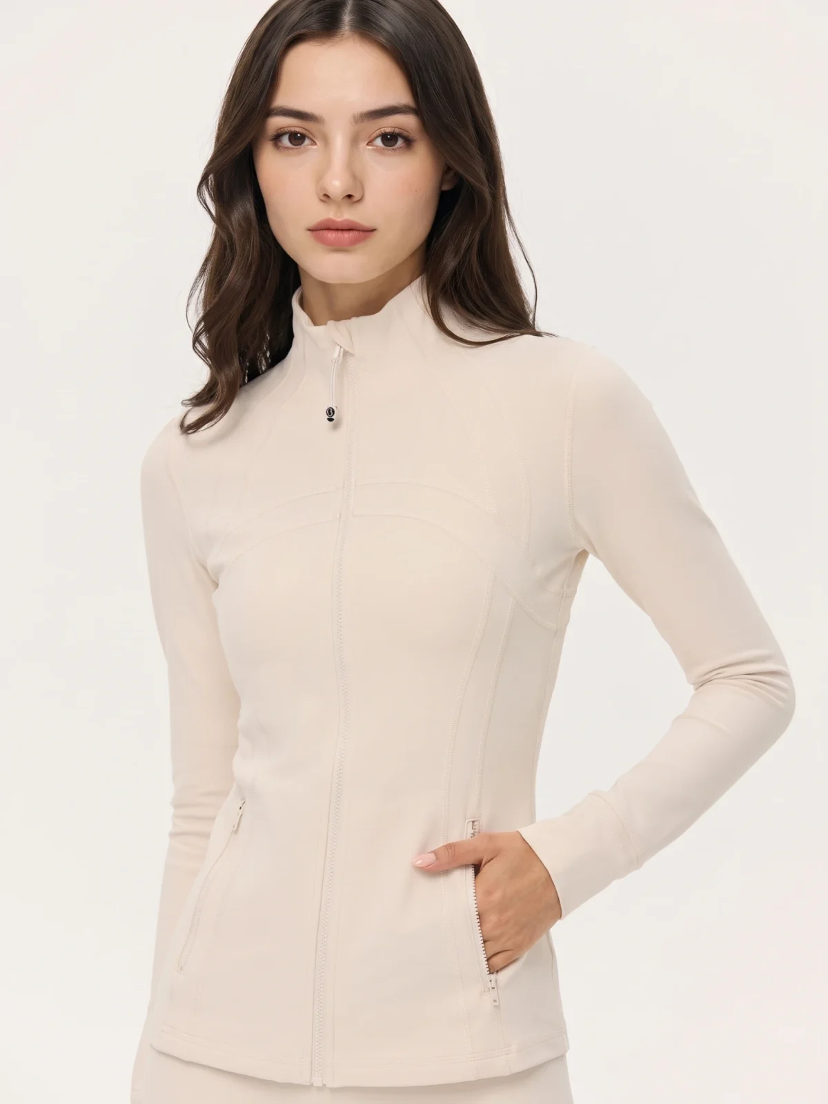 Stand-Collar Slim-Fit Yoga Jacket – Butter-Soft Stretch Long Sleeve Pilates Top