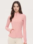 Stand-Collar Slim-Fit Yoga Jacket – Butter-Soft Stretch Long Sleeve Pilates Top
