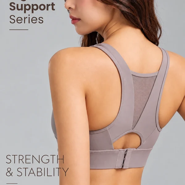 High-Support Mesh Panel Sports Bra – Wireless Padded Workout Bra