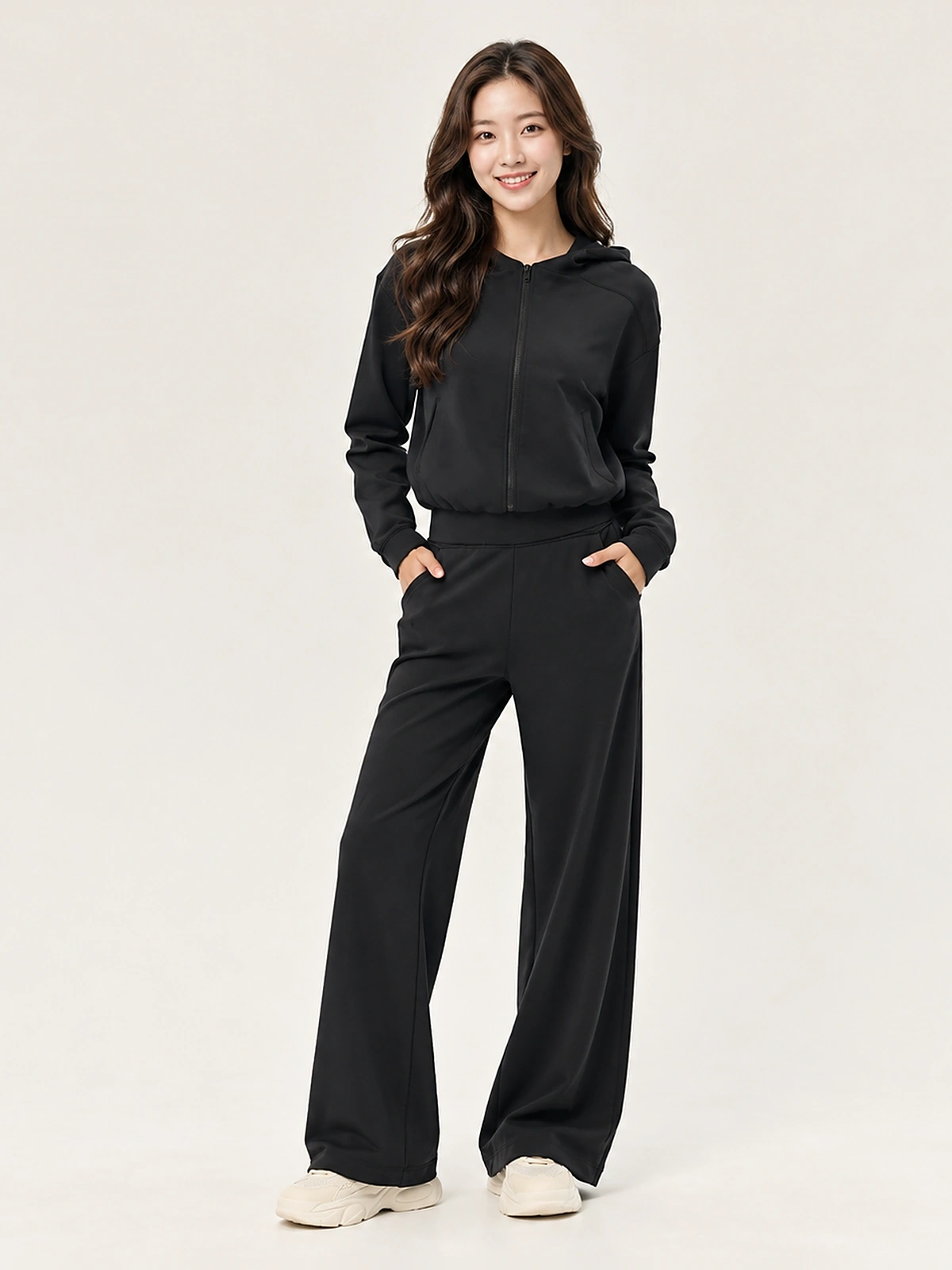 Luxe Thermal Hooded Jacket & Wide-Leg Pants Set