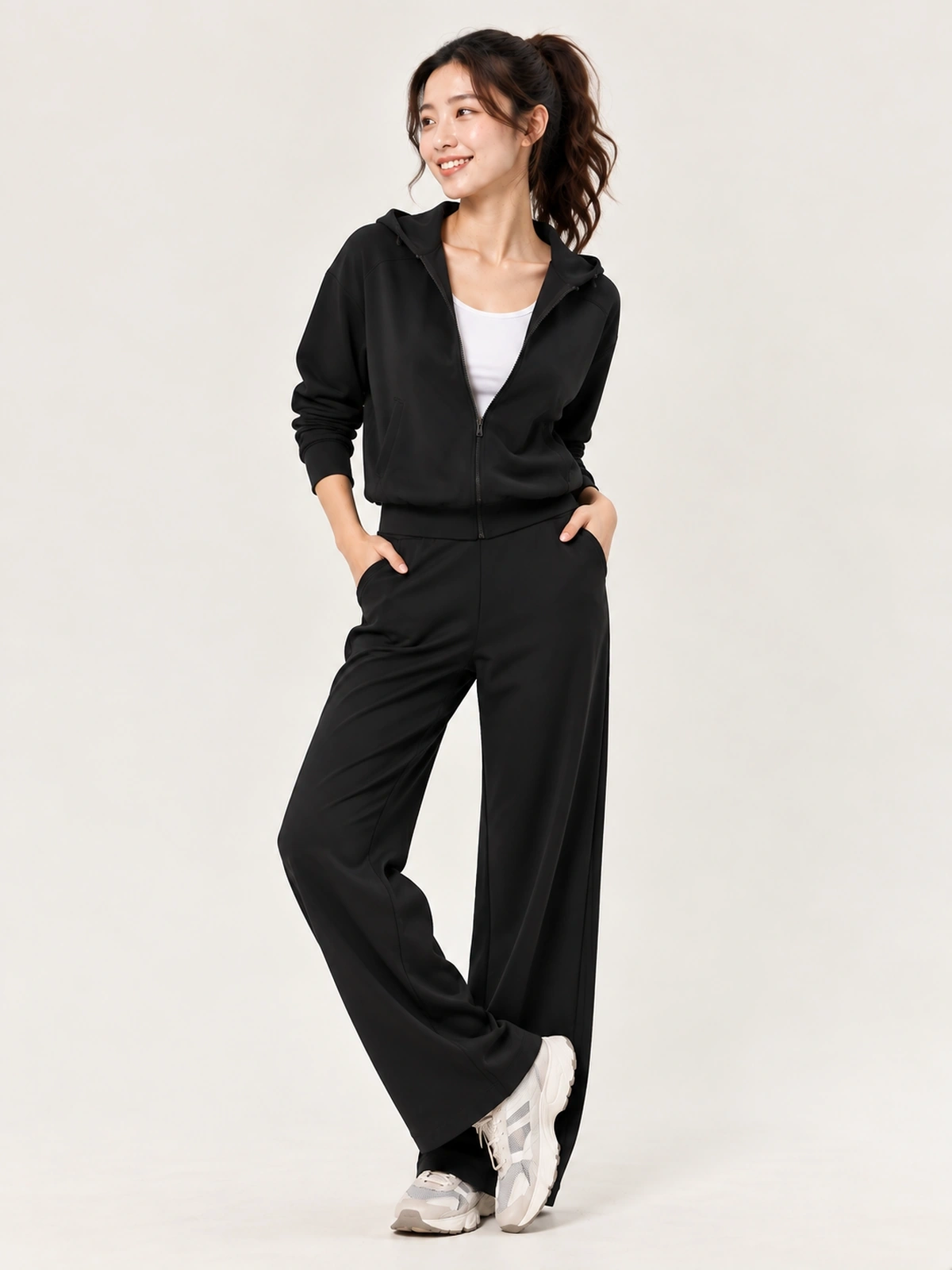 Luxe Thermal Hooded Jacket & Wide-Leg Pants Set