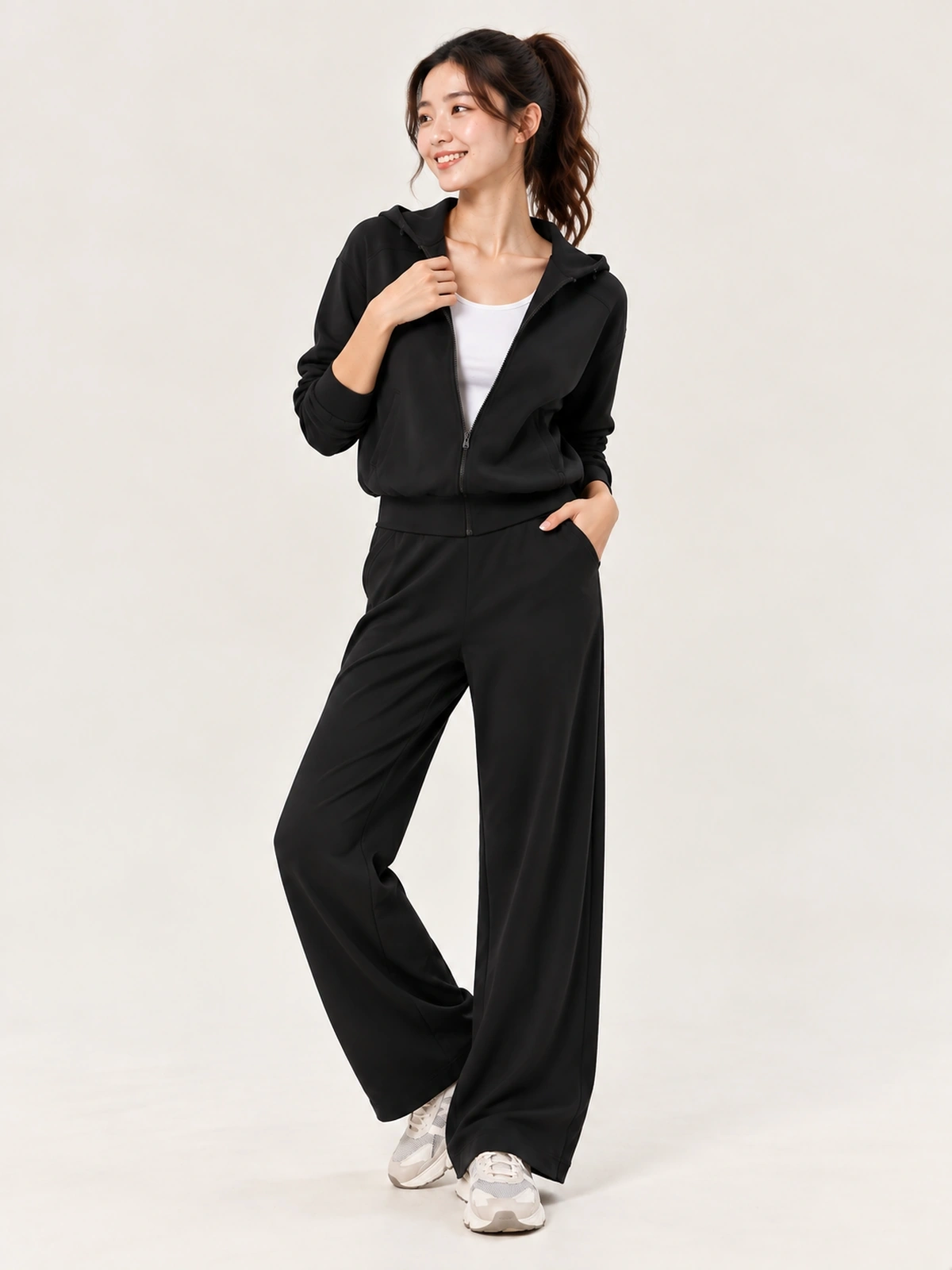 Luxe Thermal Hooded Jacket & Wide-Leg Pants Set